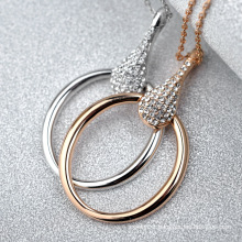2016 newest design wonderful circle crystal necklace amazing gold chain loop artificial diamond necklace